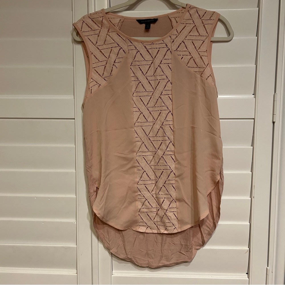 Banana Republic Blush Pink Sleeveless Embellished Silk-Blend Top